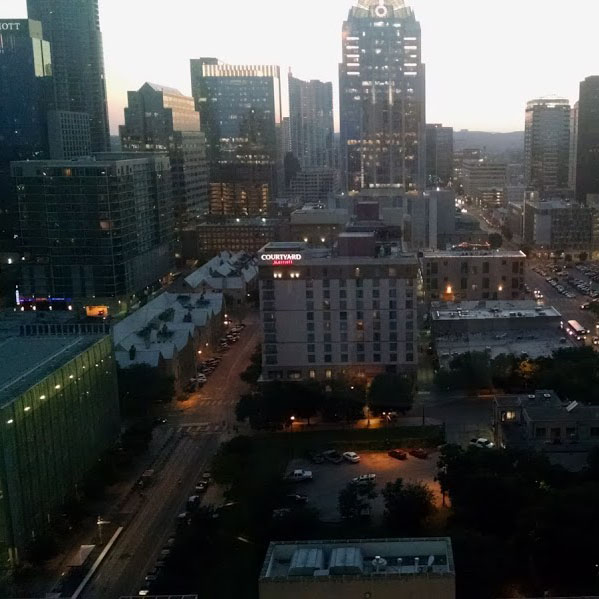 Dusk settles over Austin